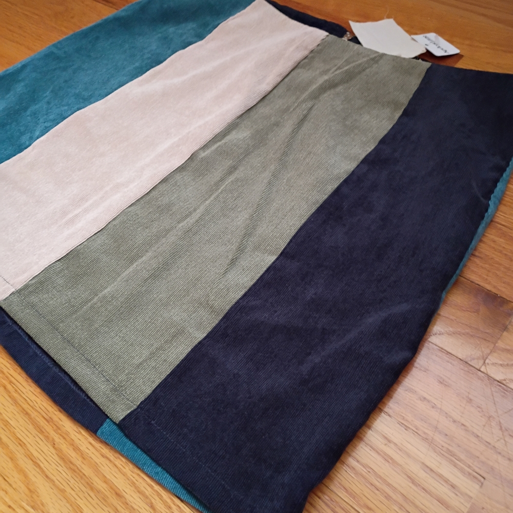 Hem & Thread Mini Skirt Spring  Colorblock Corduroy Zipper Closure Medium - Picture 3 of 15